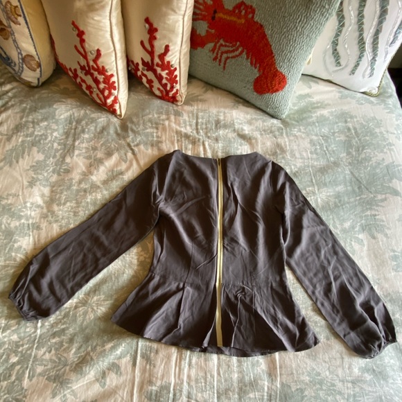 Boden Grey Peplum Silk-Blend Top - Picture 6 of 9